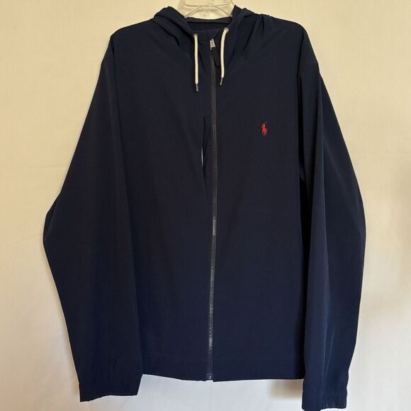 Polo Ralph Lauren Hooded Packable Lightweight Stretch Jacket Navy Blue Size XXL - Picture 1 of 16